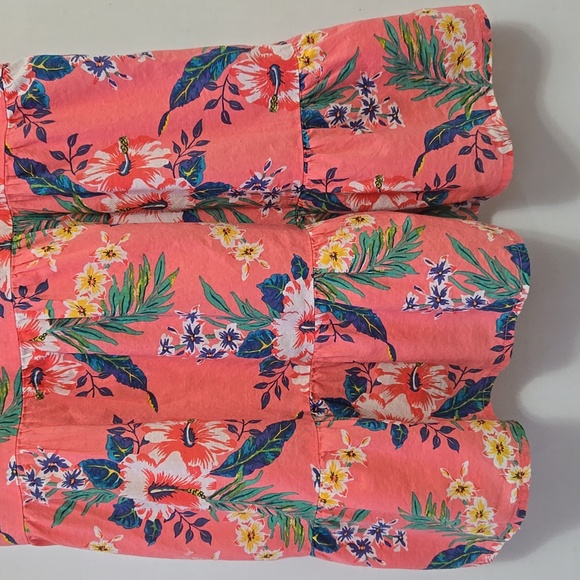 GAP Kids Girls Pink Tropical Floral Tiered Dress Size Small 6/7‎ Luau Cotton - Picture 5 of 13